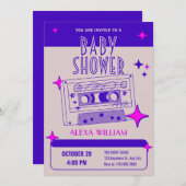 Retro-Musikkassettenbanddusche Einladung (Vorne/Hinten)