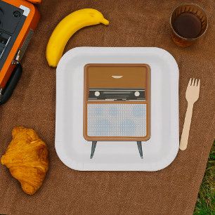 Retro-Musikliebhaber Funkgerät im Mid-Century-Stil Pappteller