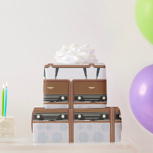 Retro-Musikliebhaber Funkgerät Mitte des Jahrhunde Geschenkpapier