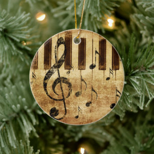Retro-Musiknote und Klavier Keramik Ornament