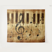 Retro-Musiknoten und Klavier Wandteppich (Vorderseite (Horizontal))