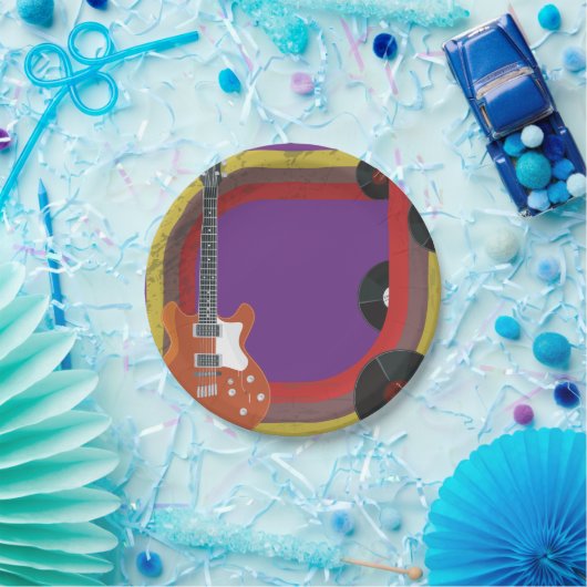 Retro-Musikobjekte Pappteller (Party)