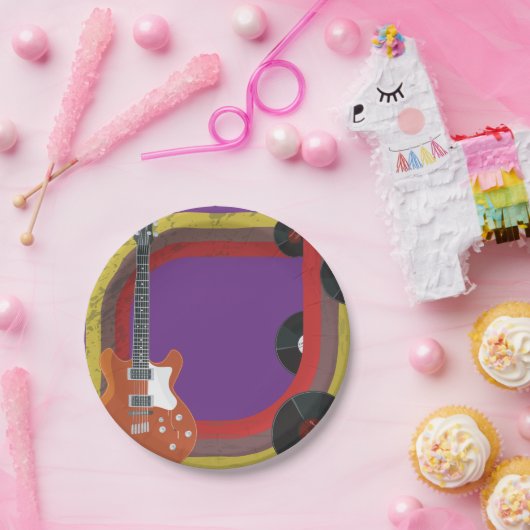 Retro-Musikobjekte Pappteller (Party)