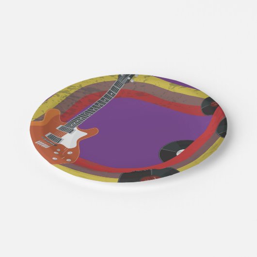 Retro-Musikobjekte Pappteller (Schrägansicht)