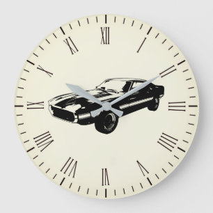 Retro-Muskelauto-Silhouette-Wanduhr Große Wanduhr