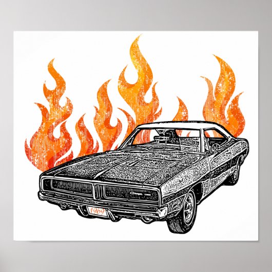 Retro-Muskelwagen Poster (Vorne)