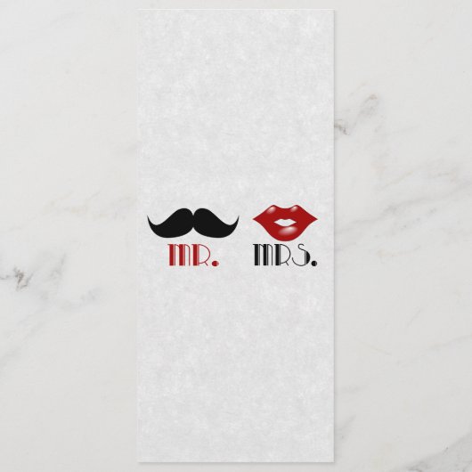 Retro Mustache Custom Wedding Menü Menükarte (Rückseite)