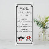 Retro Mustache Custom Wedding Menü Menükarte (Stehend Vorderseite)