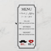 Retro Mustache Custom Wedding Menü Menükarte (Vorne/Hinten)