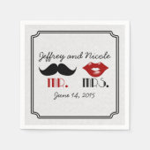 Retro Mustache Custom Wedding Serviette (Vorderseite)