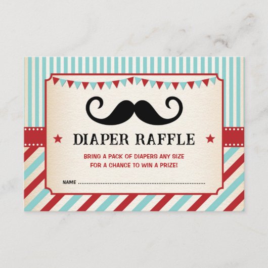 Retro Mustache Little Gentleman Baby Diaper Raffle Begleitkarte (Vorderseite)
