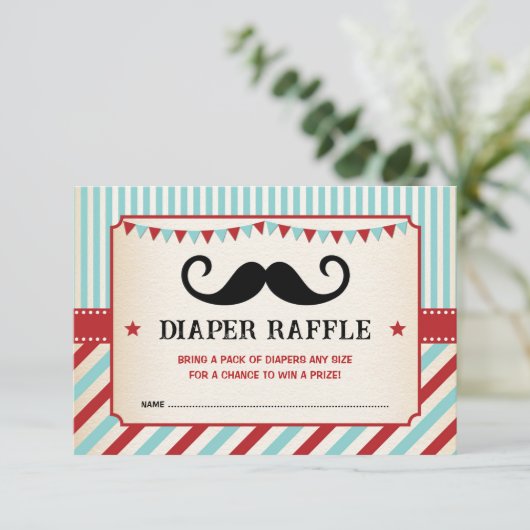 Retro Mustache Little Gentleman Baby Diaper Raffle Begleitkarte (Stehend Vorderseite)
