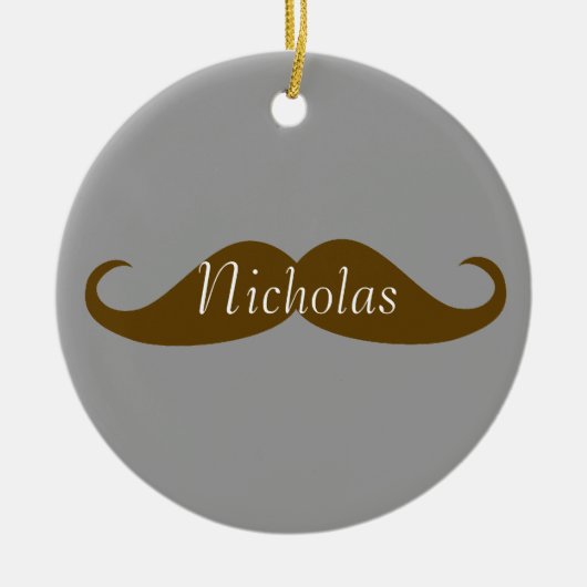 Retro Mustache mit Name Keramikornament (Vorne)