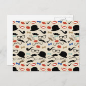 Retro Mustache Mustache Stache Muster Postkarte (Vorne/Hinten)