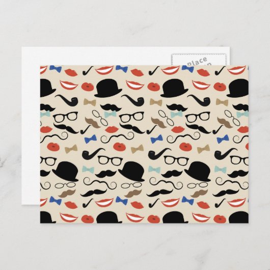 Retro Mustache Mustache Stache Muster Postkarte (Vorne/Hinten)