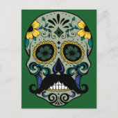 Retro Mustache Sugar Skull Postkarte (Vorderseite)