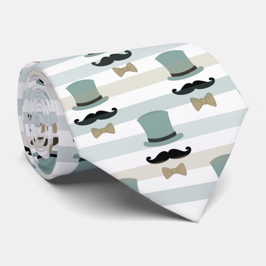 Retro Mustache und Top Hat Strip Muster Krawatte (Gerollt)