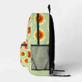 Retro Mustard Floral Muster mit Name bedruckt Bedruckter Rucksack (Rechts)