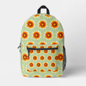 Retro Mustard Floral Muster mit Name bedruckt Bedruckter Rucksack (Vorderseite)