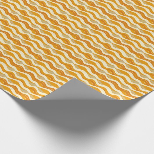 Retro Mustard Wavy Muster Geschenkpapier (Ecke)