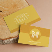 Retro Mustard Yellow Geometric Modern Monogram Visitenkarte