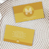 Retro Mustard Yellow Geometric Modern Monogram Visitenkarte
