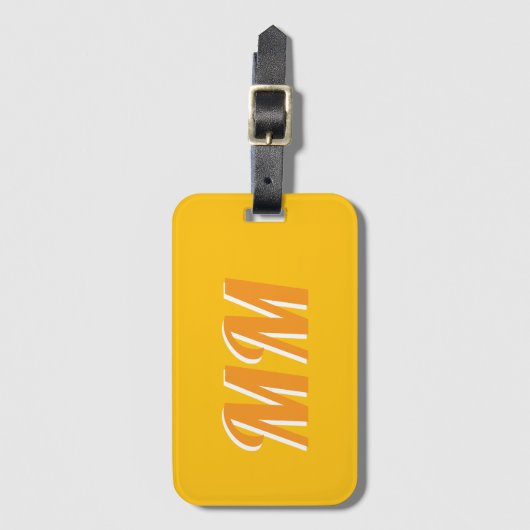 Retro Mustard Yellow Modern Monogram Initial Gepäckanhänger (Vorderseite Vertikal)