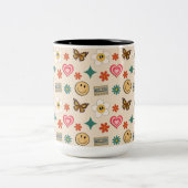 Retro-Muster 01 Zweifarbige Tasse (Mittel)