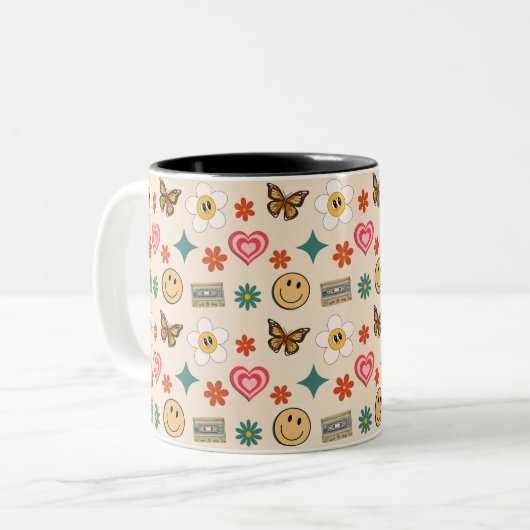Retro-Muster 01 Zweifarbige Tasse (Vorderseite Links)