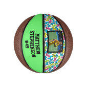 Retro Muster 80er Helles Foto Basketball Ball (Vertikal)