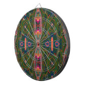 Retro-Muster Abstrakt Blau, Grün und Orange Dartscheibe (Vorderseite rechts)