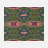 Retro-Muster Abstrakt Blau, Grün und Orange Fleecedecke (Vorderseite (Horizontal))