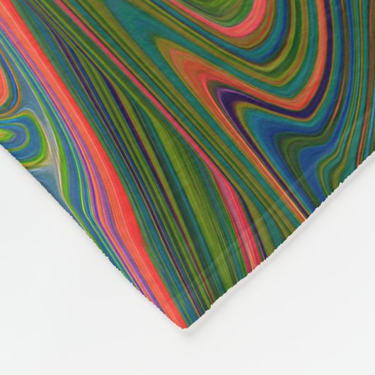 Retro-Muster Abstrakt Blau, Grün und Orange Fleecedecke (Ecke)