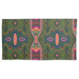 Retro-Muster Abstrakt Blau, Grün und Orange Kissenbezug