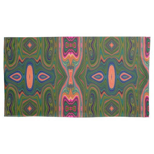 Retro-Muster Abstrakt Blau, Grün und Orange Kissenbezug (Vorderseite-Links)