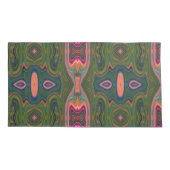 Retro-Muster Abstrakt Blau, Grün und Orange Kissenbezug (Rückseite-Links)