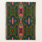 Retro-Muster Abstrakt Blau, Grün und Orange Planer (Vorderseite)