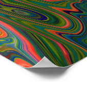 Retro-Muster Abstrakt Blau, Grün und Orange Poster (Ecke)