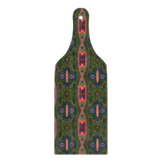 Retro-Muster Abstrakt Blau, Grün und Orange Schneidebrett (Vorderseite)