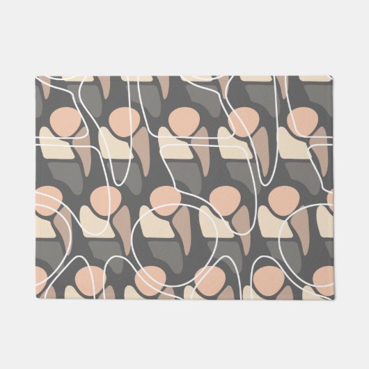 Retro Muster Abstrakt Man Peach Gray Fußmatte (Vorderseite)