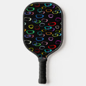 Retro-Muster auf schwarz Pickleball Schläger (Rückseite)