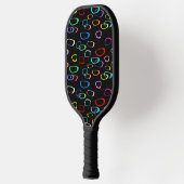 Retro-Muster auf schwarz Pickleball Schläger (Links)