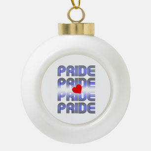 Retro-Muster aus Lederherzen Keramik Kugel-Ornament