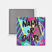 Retro-Muster der 90er, Lila gelb blau, geometrisch Magnet (Vorderseite/Rückseite)