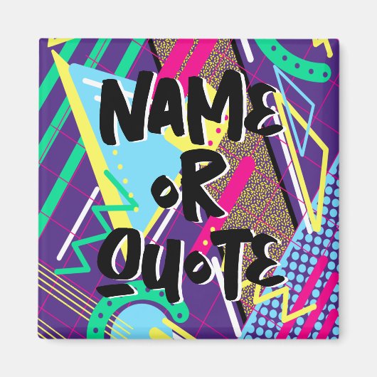 Retro-Muster der 90er, Lila gelb blau, geometrisch Magnet (Vorne)