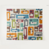 Retro-Muster des mittleren Mod-Atomalters Wandteppich (Vorderseite (Horizontal))