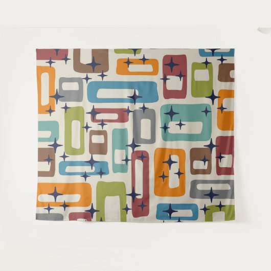 Retro-Muster des mittleren Mod-Atomalters Wandteppich (Vorderseite (Horizontal))