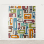 Retro-Muster des mittleren Mod-Atomalters Wandteppich (Vorderseite)