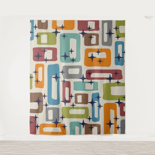 Retro-Muster des mittleren Mod-Atomalters Wandteppich (Vorderseite)