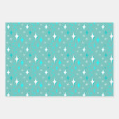 Retro-Muster für Aquamarine und weiße Sterne Geschenkpapier Set (Vorderseite 2)